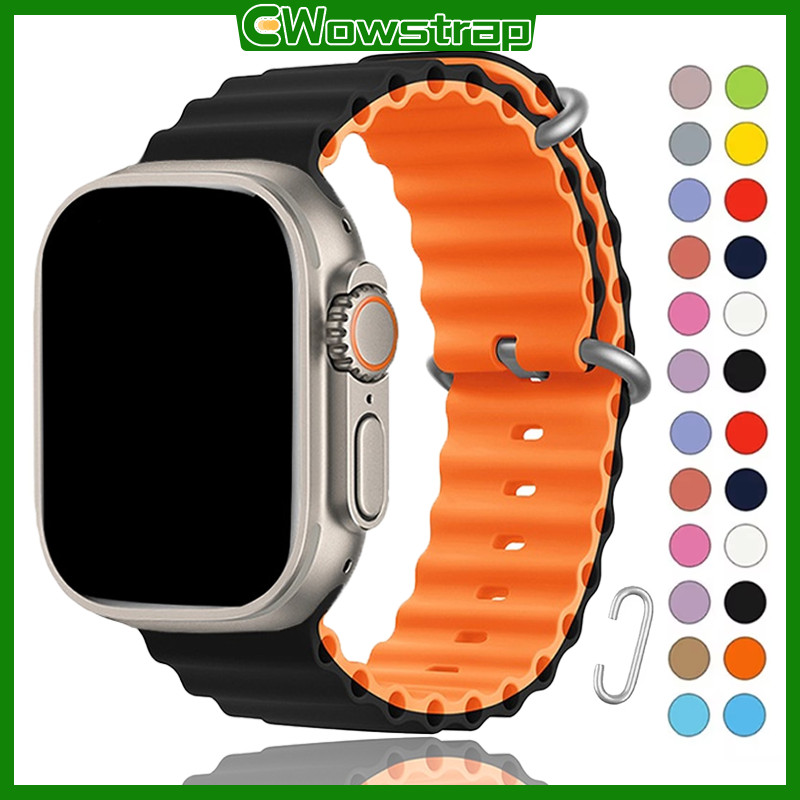 สายนาฬิกาซิลิโคนทางทะเ for iWatch Apple Watch Ultra/SE 3 2 Series 11/10 9 8 7 6 5 4 3 2 49มม 46มม 45มม 41มม 42มม 40มม