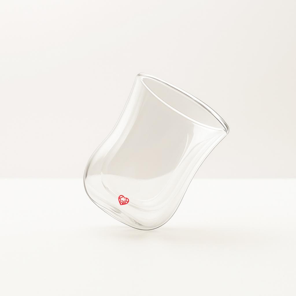 Kaib - แก้ว2ชั้น แก้วสองชั้น แก้วน้ำใส 300 ml. Double wall glass Handmade [CP01]