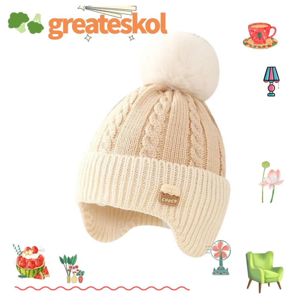 GREATESKOL Pullover Cap, Pompomถักหมวกป้องกันหู,Windproof Warm Coldproof Beanie Hat 0-3Y