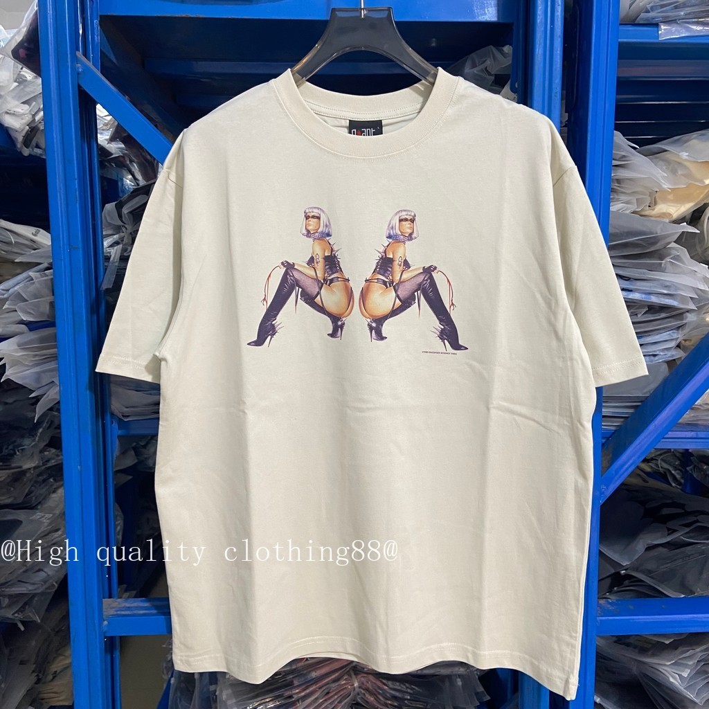 เสื้อยืดแขนสั้นพิมพ์ลาย Saint Michael Hajime Sorayama Joint Retro Distressed