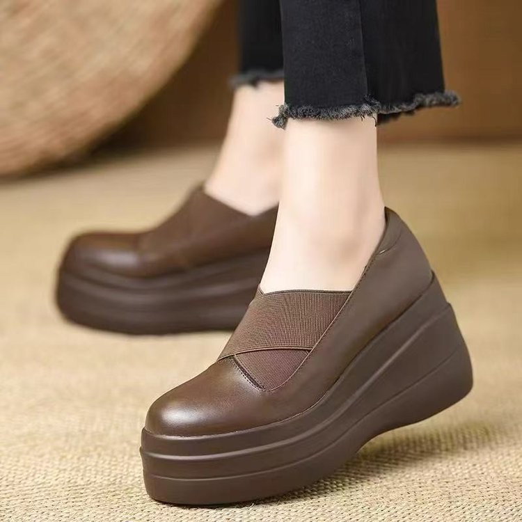 รองเท้าแบนแฟชั่นสุภาพสตรี แบบ wedge loafers ฝ่าเท้าลึก ขนาด 35-40