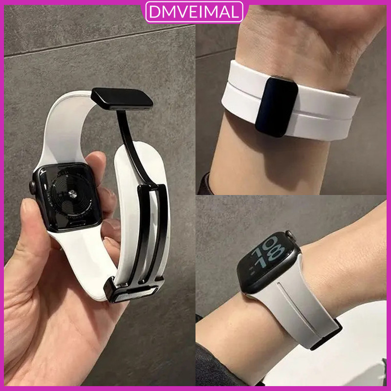 สายนาฬิกาซิลิโคนนุ่มแบบแม่เหล็ก for IWatch Apple Watch Series 11 10 9 8 7 6 5 4 SE Ultra 3 2 49 46 42 45 44 41 40 38มม.