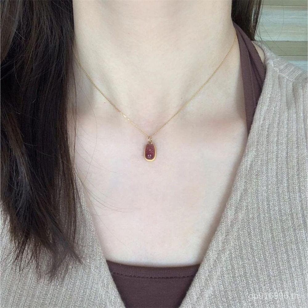 สร้อยคอเลียนแบบ Clavicle Chain เงินสเตอร์ลิง S925 Lucky Pixiu Hetian หยกหญิงแฟชั่น All-Match High-En