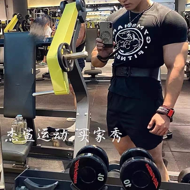 เสื้อกีฬา GYMSHARK LEGACY สำหรับผู้ชาย ยืดหยุ่นรอบคอมีดีไซน์บางเบาและแขนสั้น
