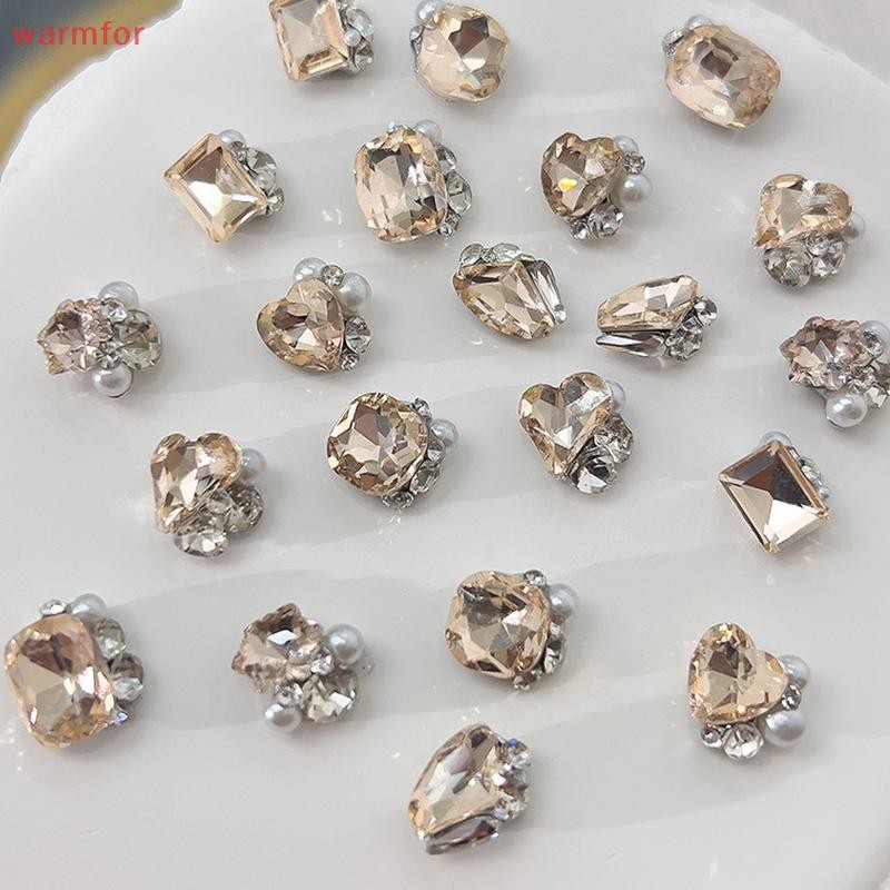 (warmfor) 5 ชิ้นเล็บหรูหราคริสตัล Rhinestones Multi-Shapes การออกแบบ Charms สําหรับเกาหลีเล็บอุปกรณ์