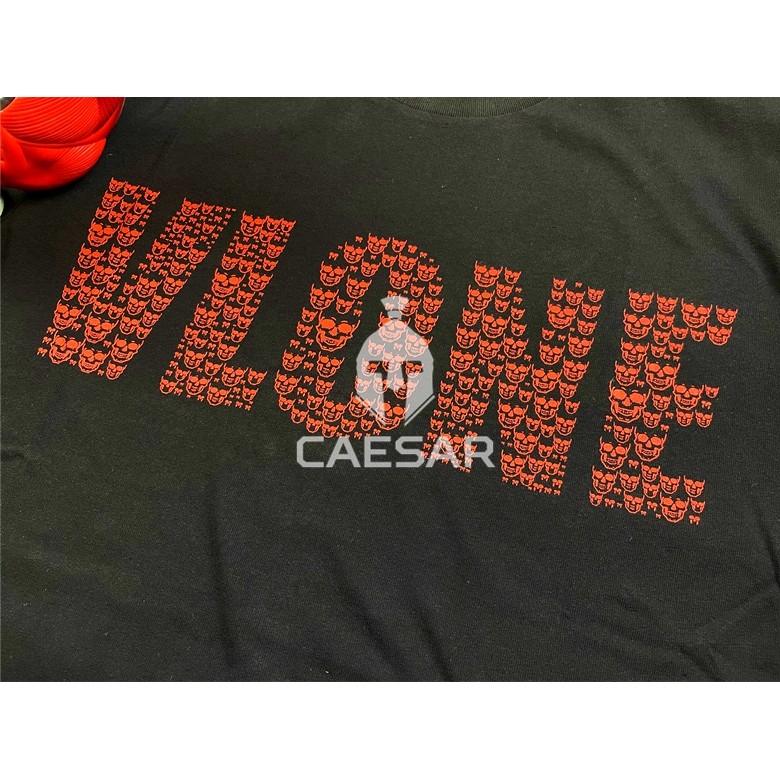 พร้อมส่ง VLONE Red Skull Skully Fon Big V Short Sleeve TEE