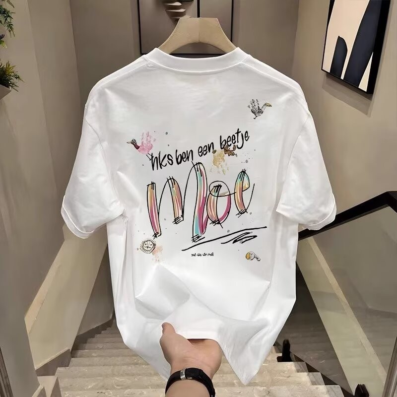 2025 NEW 2025 Trendy Brand Graffiti Cartoon Print Short Sleeve T-Shirt Fashionable Men's Summer Simp