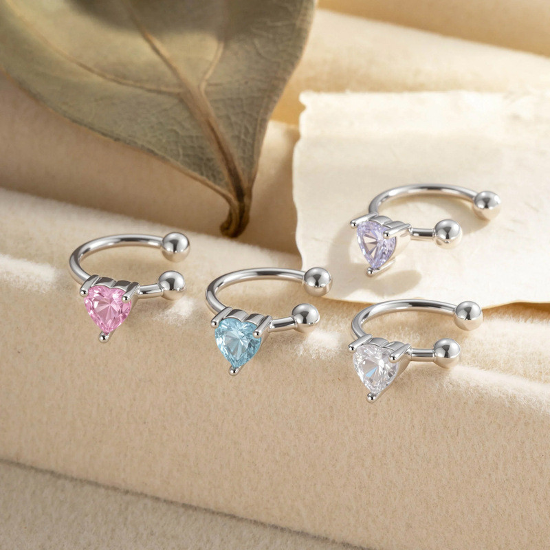 หูกระดูกคลิป Love Zircon แบบประณีต สำหรับคนที่ไม่อยากเจาะหู