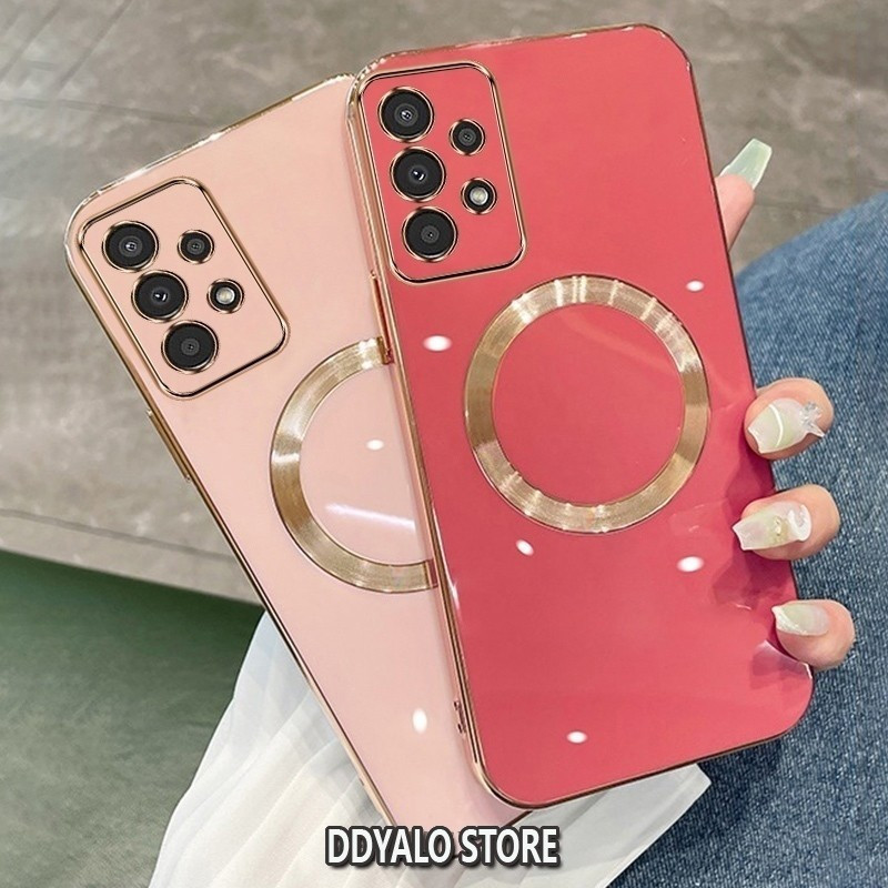 SAMSUNG ปลอกสําหรับSamsung A13 4G A13 5G A23 กรณีElectroplatedซิลิโคนTPUเคสโทรศัพท์พร้อมแม่เหล็กดูดที่เรียบง่ายนุ่มกรณีชุบSquaerขอบฝาครอบ