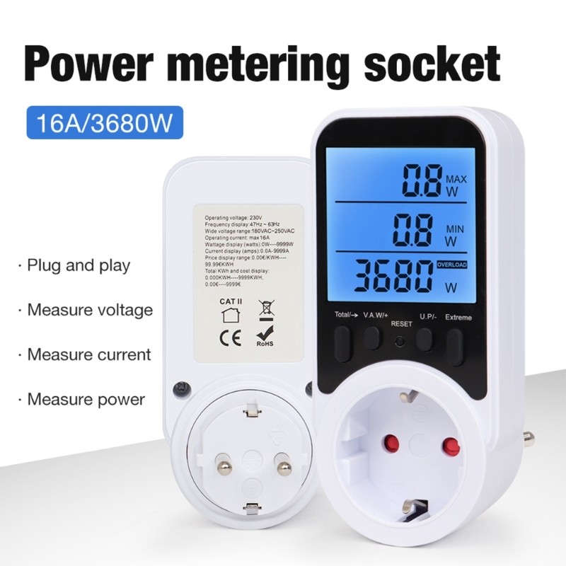 QUIM Professional Grade Power Monitoring Socket Electric Current Detection Energy Cost Overloading ป