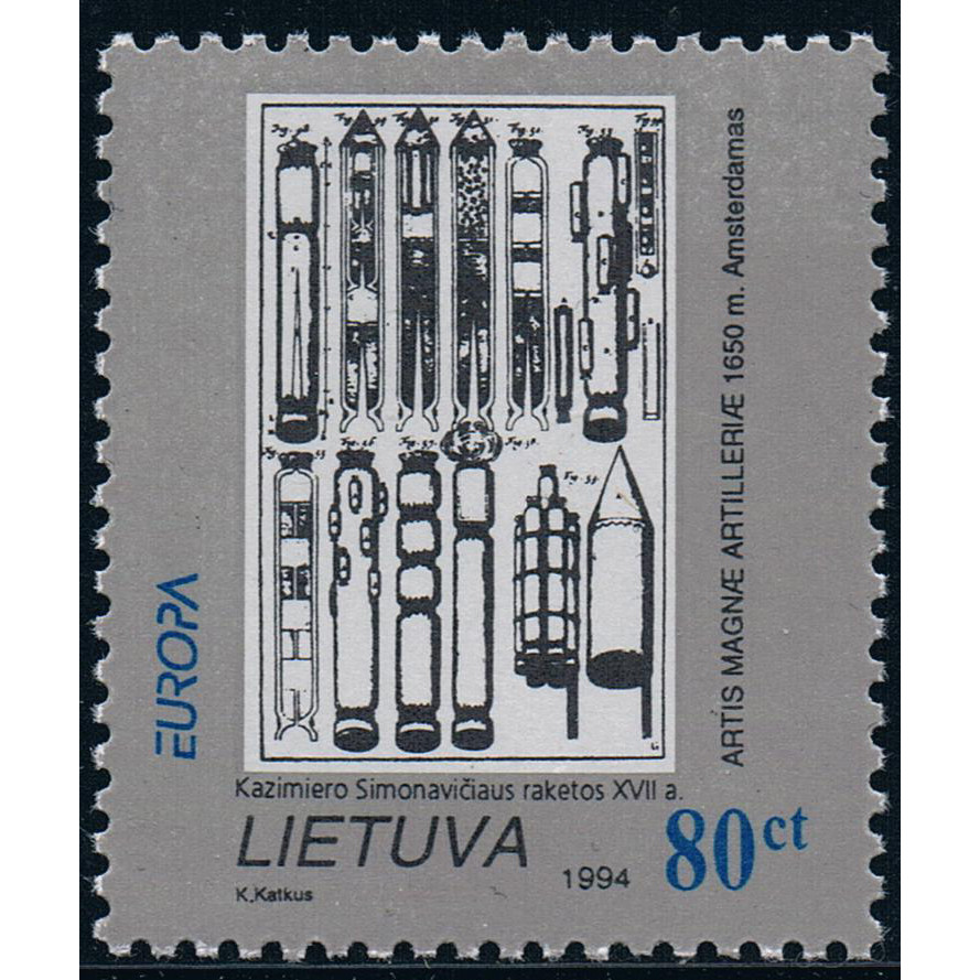 BS3042 Lituan 1994 Europa Technology Discovery 17th Century Rocket 1 แสตมป์ต่างประเทศใหม่เอี่ยม