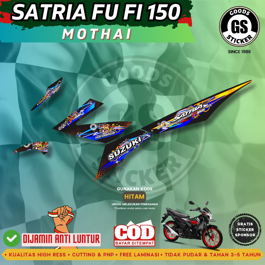 สติ๊กเกอร์ Suzuki Satria FU FI 150 Striping คุณภาพ Semi Decal Mothai Code Striping ราคา