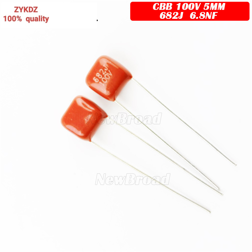 50PCS CBB ตัวเก็บประจุฟิล์มโลหะ 100V 682J 100V682J 682J100V 6.8NF Spacing 5 มม.
