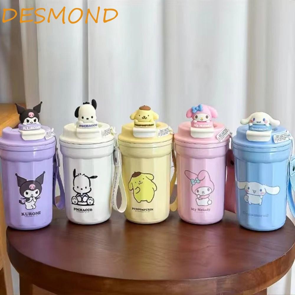 DESMOND Kuromi Thermos Botole, Pocco ขนาดใหญ่-ความจุสแตนเลส THERMOS ถ้วย, อะนิเมะ Kawaii Leakproof My Melody Cinnamoroll ขวดน้ําสํานักงาน