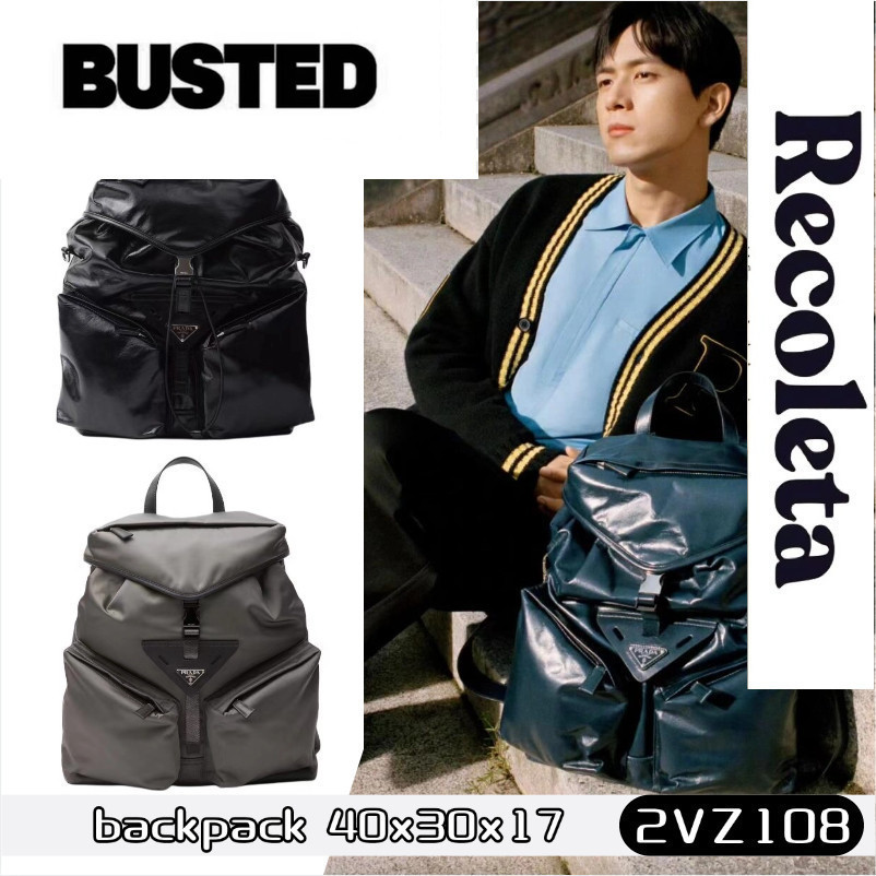 Prada Leather backpack ปราด้ากระเป๋าเป้ผู้ชาย/หนัง&สีดำ 2VZ108