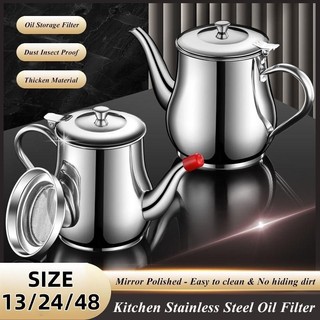 Stainless Steel Oil Container Can Household Oil Strainer Kitchen Oil Filter Pot Oil Storage Bottle