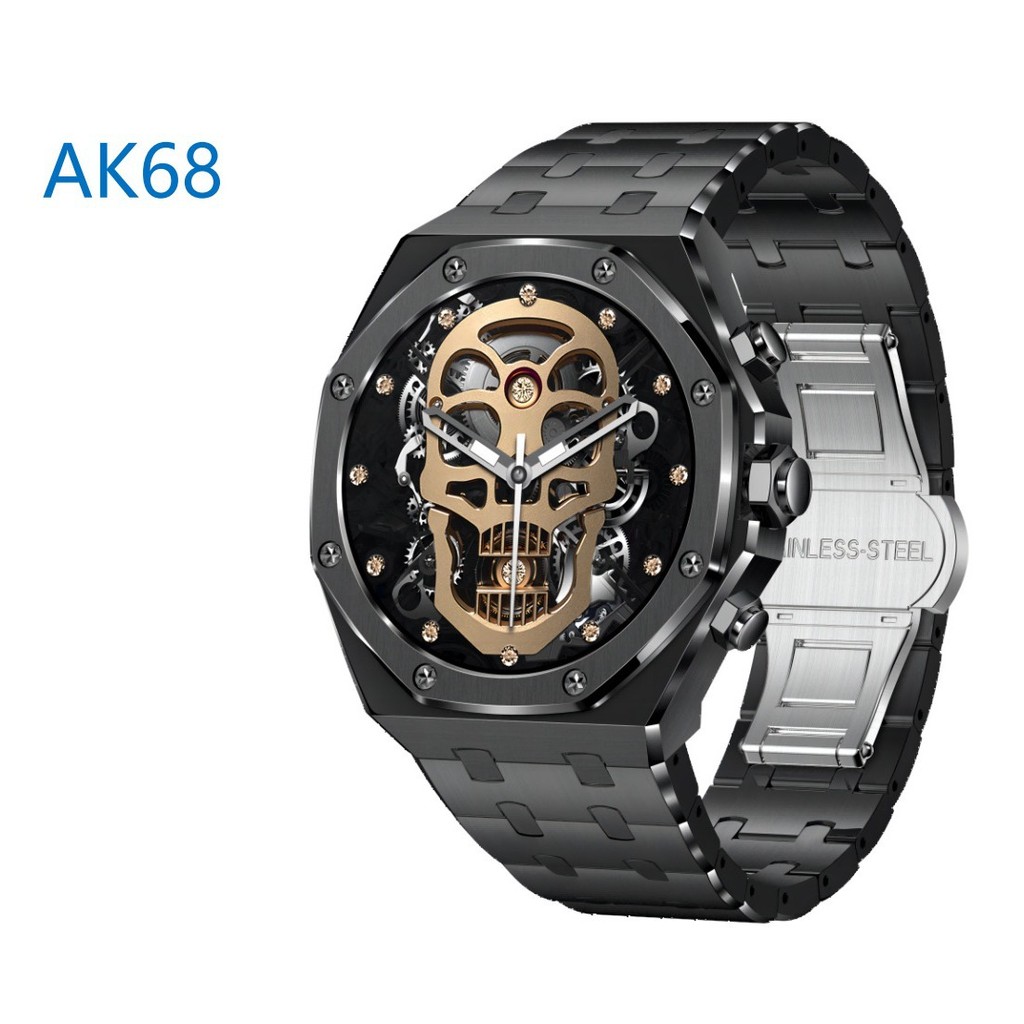 AK68 สมาร์ทวอทช์ 1.43 นิ้ว AMOLED HD หน้าจอทรราชท้องถิ่นทองสแตนเลสนาฬิกาสปอร์ตผู้ชายกันน้ํา