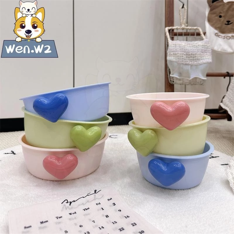wen.W2 ชามสแตนเลสสำหรับสัตว์เลี้ยงถอดทำความสะอาดได้ง่ายชามสุนัขน่ารักน่ารักน่ารักจัด แต่งขนาดถังอาหารสัตว์เลี้ยง