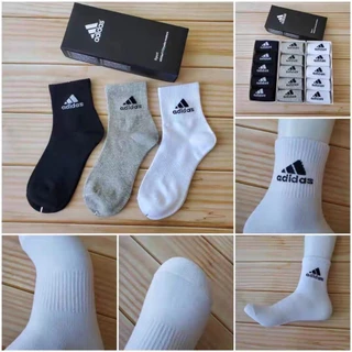 ADIDAS ถุงเท้าแฟชั่น ถุงเท้าข้อกลาง ถุงเท้าแฟชั่น ถุงเท้าวิ่ง กล่องนึงมี 5 คู่สีเดียวกัน