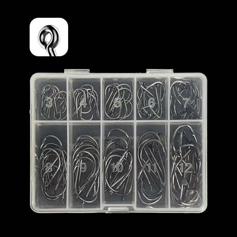 [XXNZMM] 70/100PCS Boxed Large Hook Metal Rust-proof Bent Line Pay Isni 3-12 # Barb Hook With Hole G