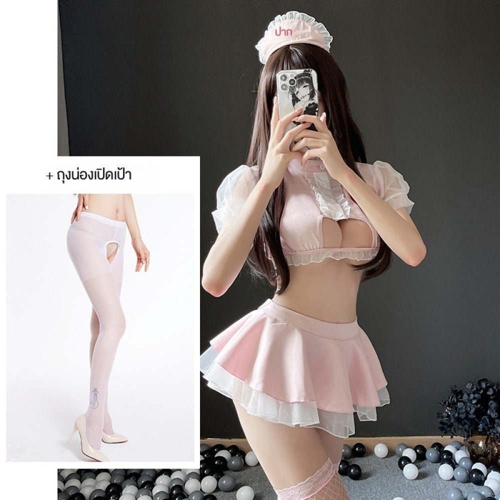 WRF ชุดชั้นในเซ็กซี่ชุดพยาบาลเซ็กซี่หวานไม่ต้องถอดเครื่องแบบล่อใจกระโปรงสั้นชุดคอสเพลย์ที่บริสุทธิ์-