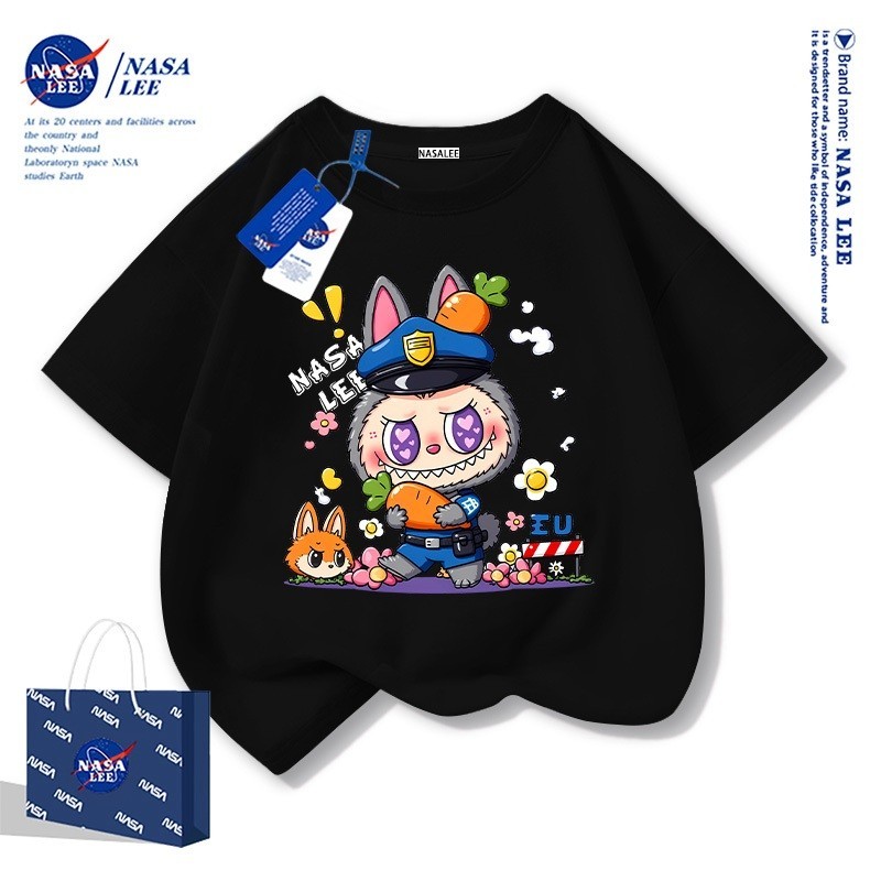 เสื้อทีชิร์ตเด็ก สไตล์การ์ตูนน่ารัก ปริ้นกระต่ายตำรวจ"Naza" เสื้อทีชิร์ตผ้าปูน