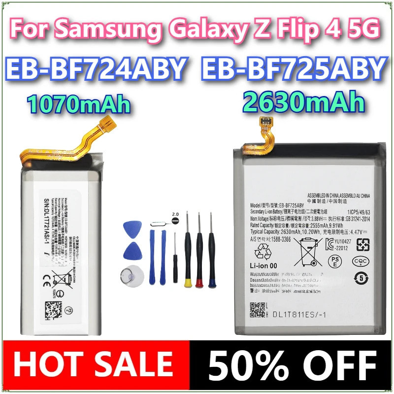 ยี่ห้อใหม่ EB-BF724ABY EB-BF725ABY แบตเตอรี่โทรศัพท์สําหรับ Samsung Galaxy Z Flip 4 5G F723 F724 SM-