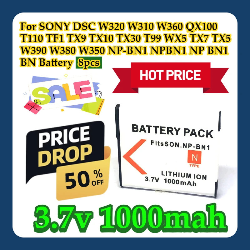 สําหรับ SONY DSC W320 W310 W360 QX100 T110 TF1 TX9 TX10 TX30 T99 WX5 TX7 TX5 W390 W380 W350 NP-BN1 N
