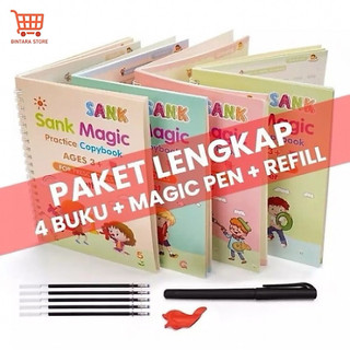 Sank Magic Book 4 Set 3D Buku Edukasi Anak Belajar Menulis Untuk TK Angka & Huruf