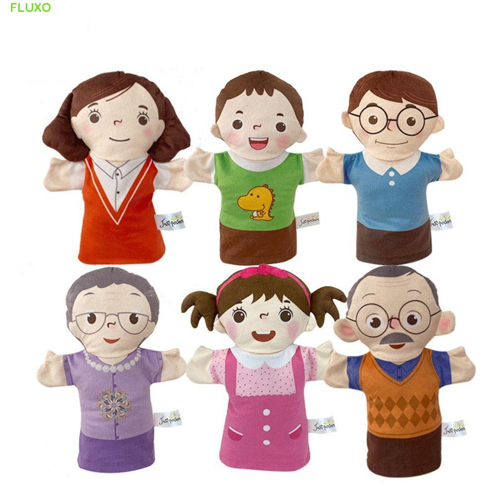 FLUXO ตุ๊กตามือเด็ก คุณยายพ่อแม่ลูก สอนตุ๊กตาครอบครัว ลูกชาย ผู้ปกครอง ของเล่นยัดไส้