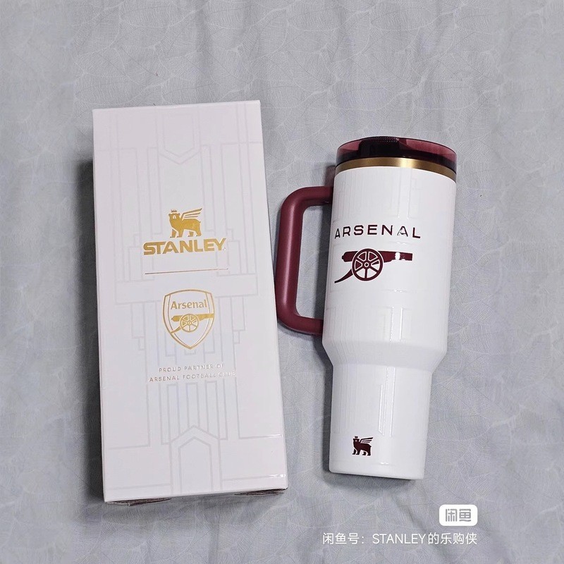 Stanley Thermos Cup Arsenal Paris Stanley Earman Football Cooling ถ้วยน้ําฟางแบบพกพา