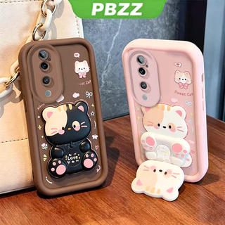 เคสสําหรับ VIVO V40 V50 V60 v60e V70 fe PRO V70E LITE V40 v50 5g เคสโทรศัพท์ Softcase ซิลิโคนกันกระแทกความงามพร้อมที่วาง 360° กระจกแต่งหน้า แมวน่ารัก สําหรับเด็กผู้ชาย สีดํา JTXMMZJ2