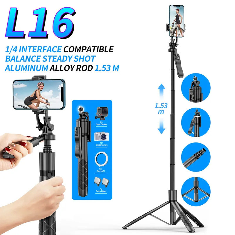 HWD ใหม่ L16 ไร้สายบลูทูธ Selfie Stick ขาตั้งกล้องพับ Monopod สําหรับ Action กล้องสมาร์ทโฟน Selfie L