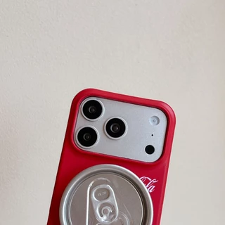 ปลอกสําหรับ iPhone 17 Pro Max 16 15P Magnetic Attraction แฟชั่น Creative Cola รูปแบบเคสโทรศัพท์สีแดงพร้อมขาตั้งแบบพับได้กันกระแทก PC Anti-scratch ฝาครอบป้องกัน Shell