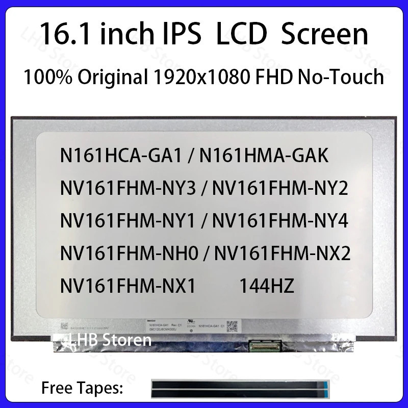 16.1 "144Hz หน้าจอ LCD N161HCA-GA1 N161HMA-GAK NV161FHM-NY3 NY2 NY1 NY4 NH0 NX2 NX1 จอแสดงผลแผงเมทริ