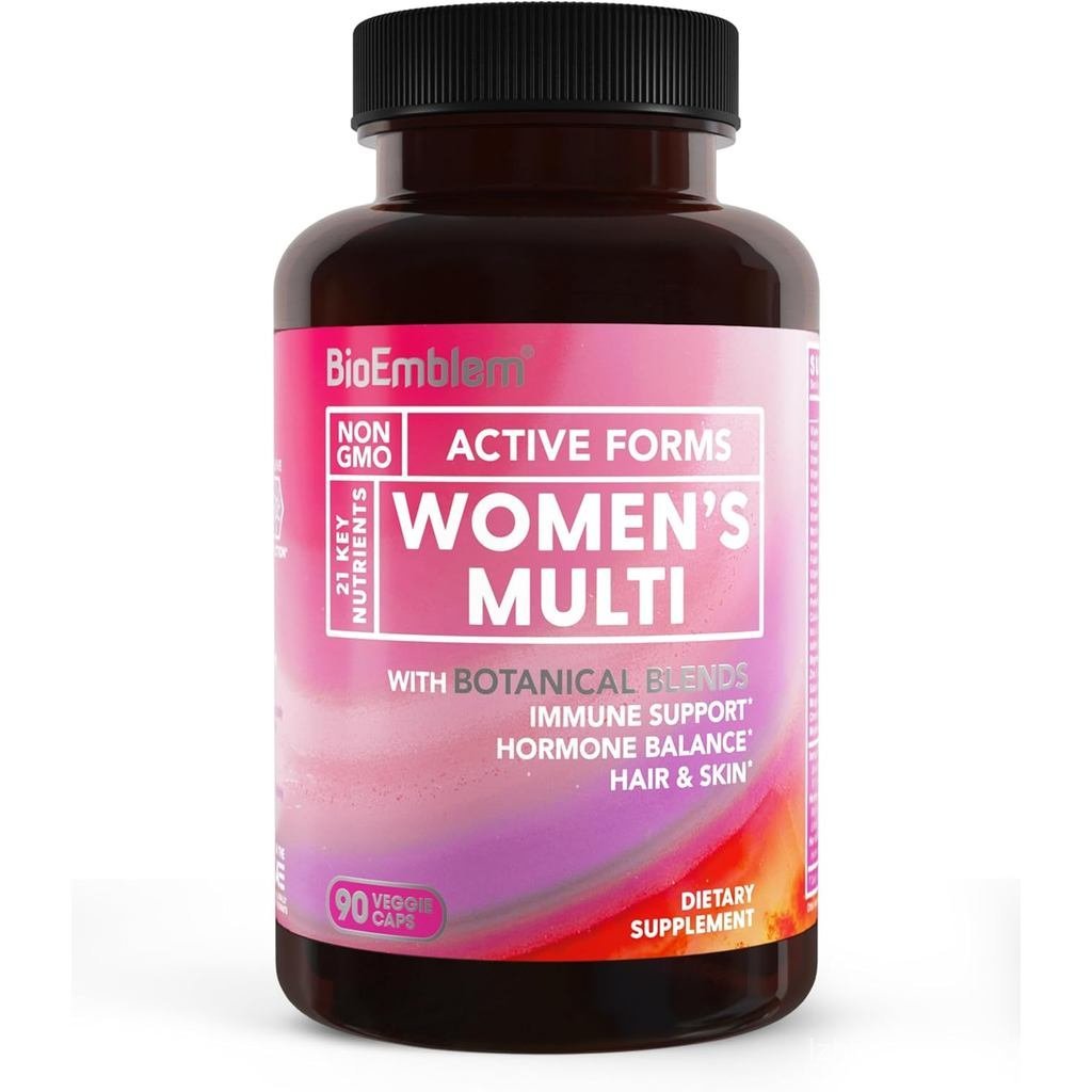BioEmblem Womens Multivitamin - Complete Daily Multi for Immunity, Energy, Hair, with Vitamin A, B12