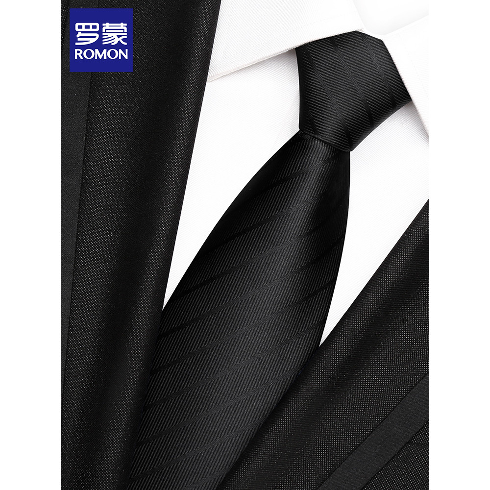 Lomon Tie High-End Feeling Knot-Free Mens Business Official Wear Professional Work Wedding Groom Bla