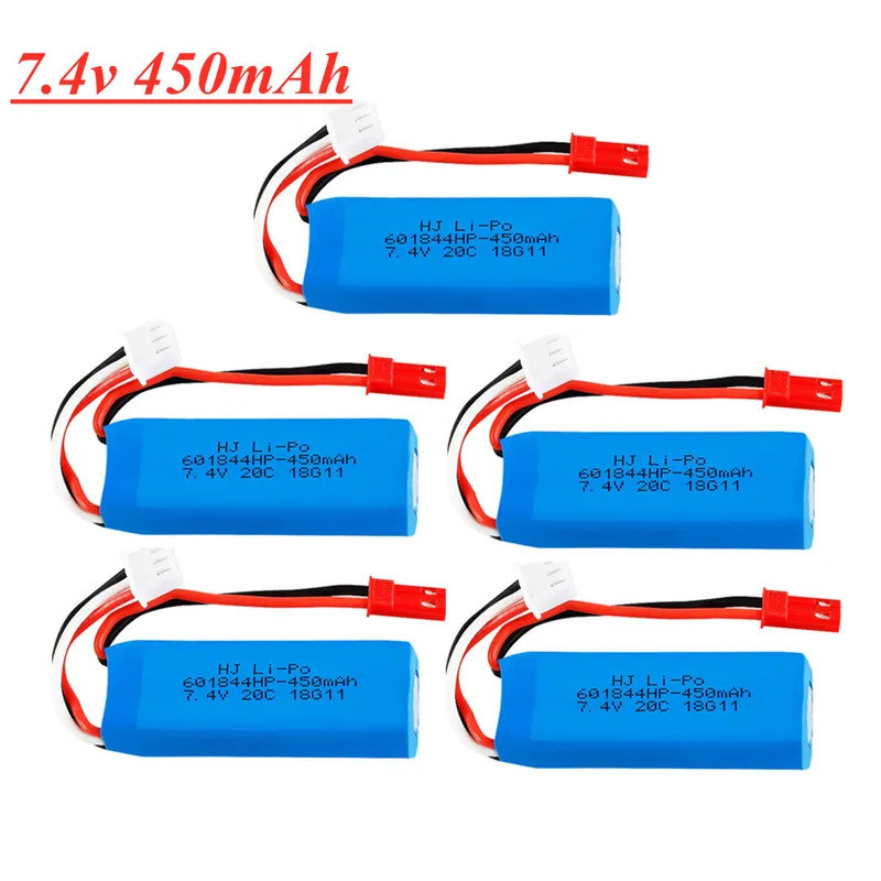 7.4V 450mAh 20C Lipo แบตเตอรี่สําหรับ WLtoys K969 K979 K989 K999 P929 P939 RC รถ 2s 7.4v ของเล่นแบตเ