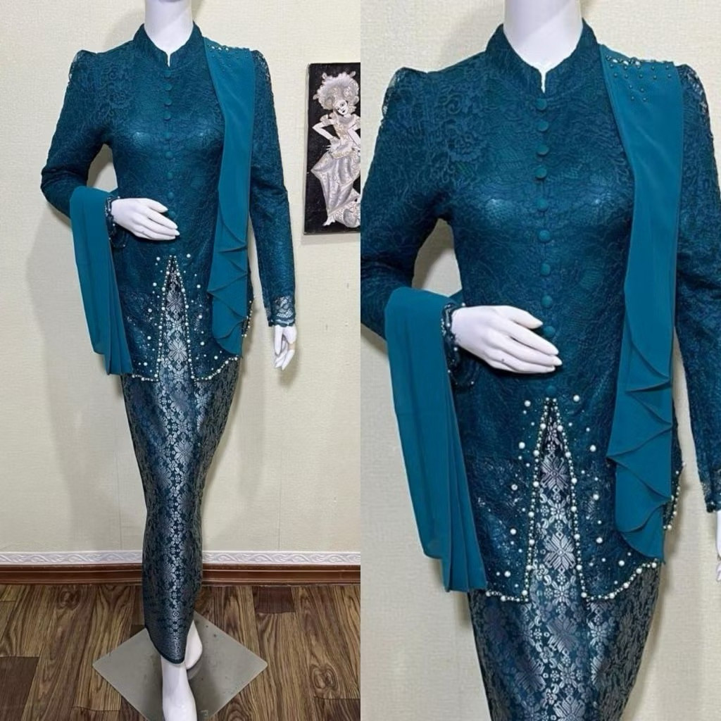 ET - (ฟรี HIJAB) kebaya ลายผ้า / kebaya งานแต่งงาน / kebaya รับปริญญา / งานหมั้น / kebaya / modern b