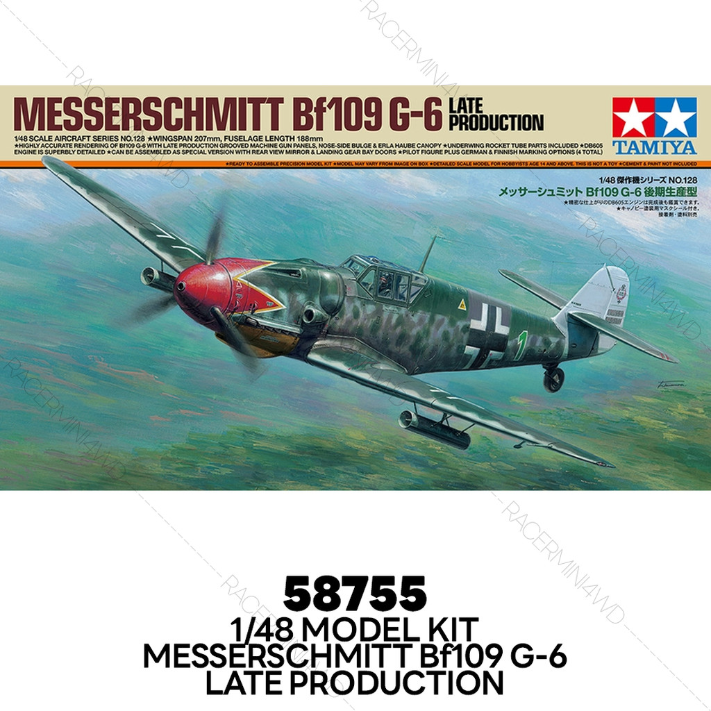 TAMIYA 61128 1/48 Model Kit Messerschmitt Bf109 G-6 Late Production