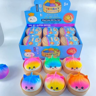 สีไล่ระดับสียูนิคอร์น Dumpling Squishy ของเล่น Surprise กล่องตาบอดจําลองอาหารผ่อนคลายบีบของเล่น