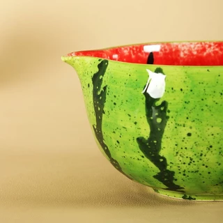 ถ้วยมัทฉะ chawan Matcha bowl 550ml ลายน้ำแตงโม ชามขนมหวานถ้วยกาแฟนม