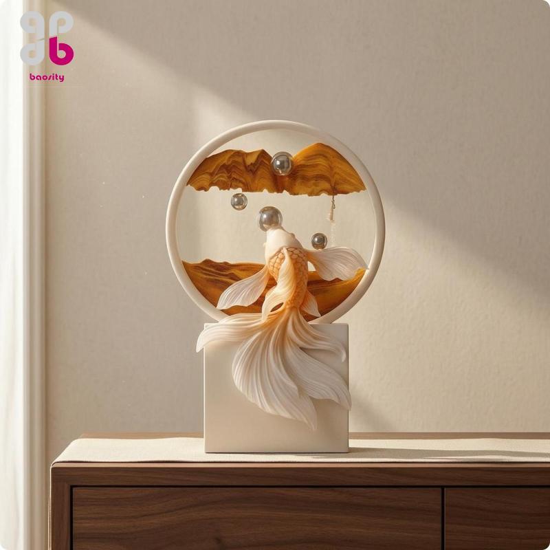 ความBaosity Fishes Sand Art กรอบกลมโต๊ะ Sand Art Decor รูปสี่เหลี่ยมผืนผ้า 3D Foundation Fishes เครื