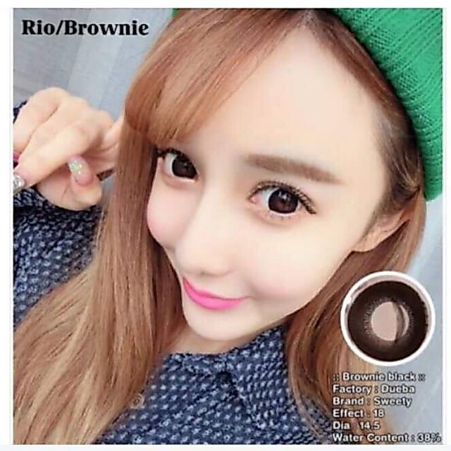 💟 Brownie ๑ ( Rio Rock margarita) mini/big black choco สายตา -00 ถึง -1000 Pitchylens Prettydoll Guess คอนแทคเลนส์.