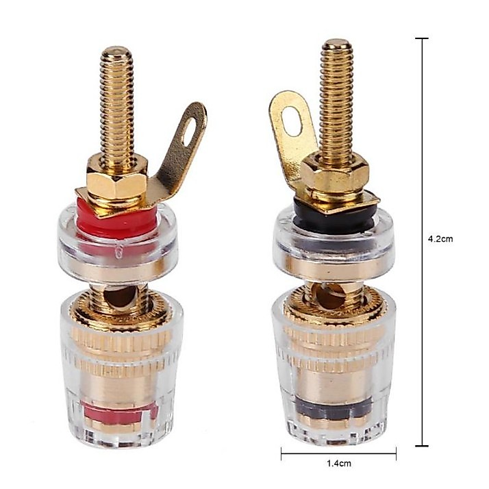 ขั้วต่อขนาด 42mm. Binding Post HIFI Cable Terminals Gold Plated Amplifier Speaker Connector, R Connector (2 คู่ / 4 ตัว)