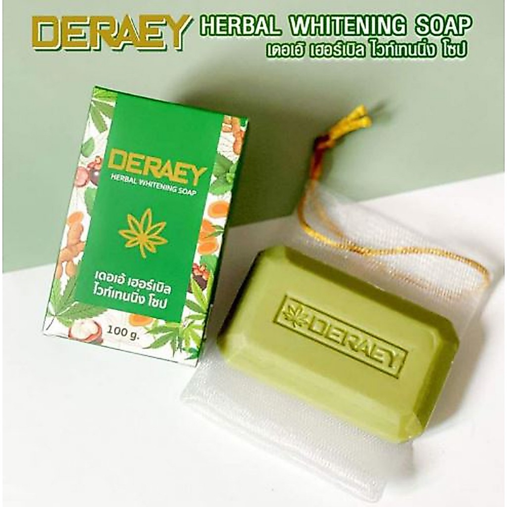 ใหม่ สบู่เดอเอ้ สบู่สมุนไพร Deraey สบู่เซรั่ม ล้างหน้า อาบตัว ทานาคา ขมิ้น มังคุด ไว้เทนนิ่ง 100 กรัม  20 กรัม
