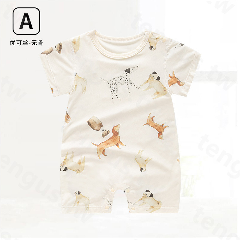 ฤดูร้อนสไตล์ใหม่เด็กแขนสั้น Cool Jumpsuit ผ้าทารกแรกเกิด Ultra-Thin Yakesi ไม่มีกระดูกเสื้อสวมหัว Jumpsuit เสื้อผ้าเด็กทารกแรกเกิดเสื้อผ้า