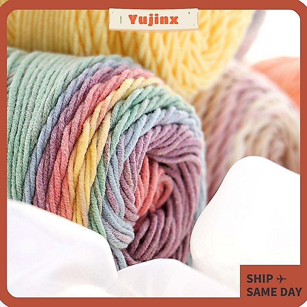 Yujinx ไหมพรมขนสัตว์ถักโครเชต์ หนา สีรุ้ง DIY 100 กรัม