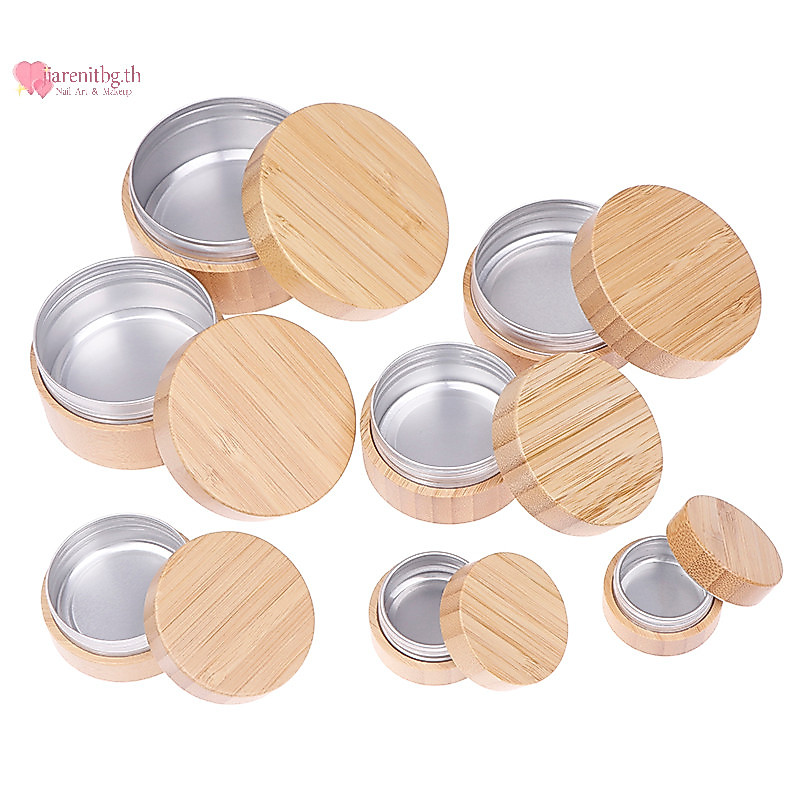 Renbg ขวดไม้ไผ่ครีม Jar Nail Art Mask ครีมรีฟิลเครื่องสําอางที่ว่างเปล่าแต่งหน้าคอนเทนเนอร์ขวดกล่องเก็บ 10/15/30/50/60/80/100g TH