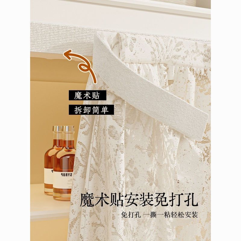 无门柜子防尘门帘魔术贴纱帘* 遮挡帘免打孔置物架书柜鞋柜杂物遮丑Non perforated breathable gauze door curtain, seasonal hanging curta